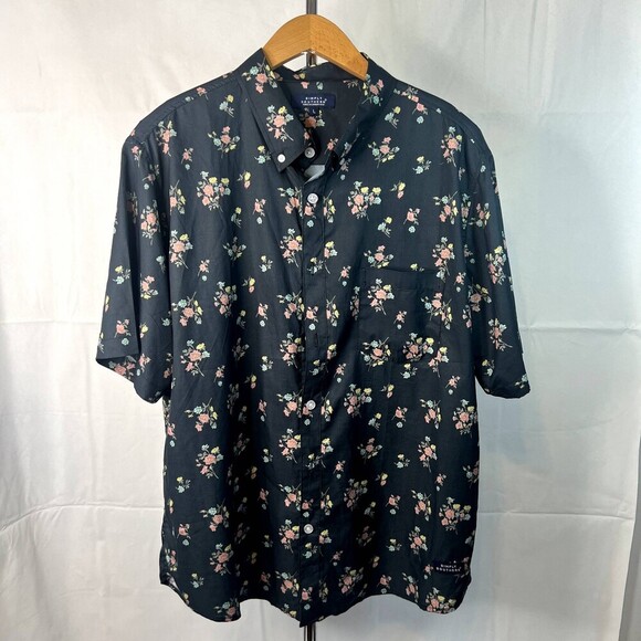 Simply Southern Floral Short Sleeve Button Up Mens Size Large - Picture 8 of 8